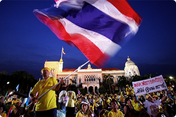 Demonstraties bij het Regerings Huis in Bangkok