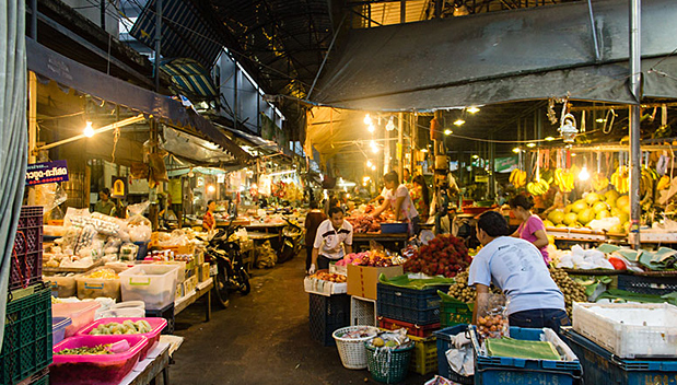 Ochtendmarkt, Kanchanaburi